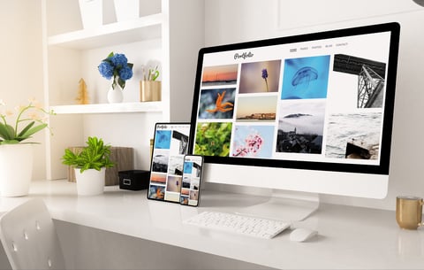 Portfolio website design on laptop
