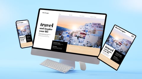 Travel website design mockup on devices