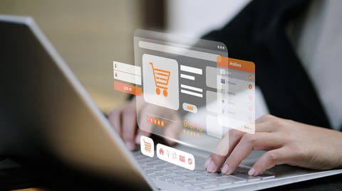 E-commerce website on laptop screen
